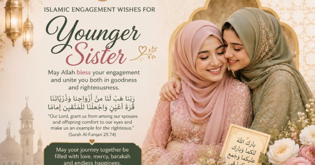 Islamic Engagement Wishes for Younger Sister